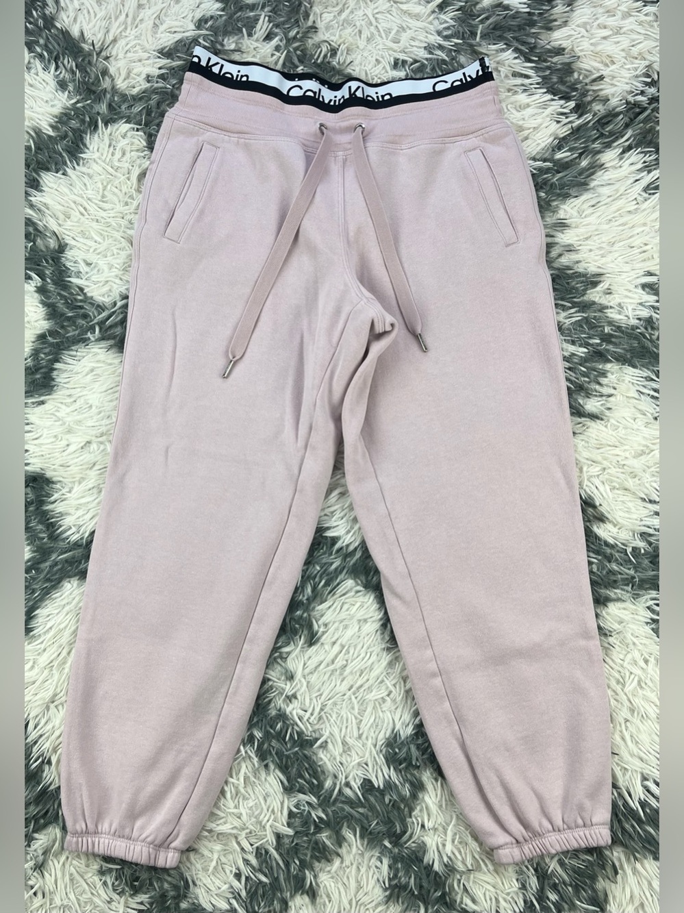 Calvin Klein Performance Women's Pink Sweatpants Joggers Sz M Cotton Drawsting